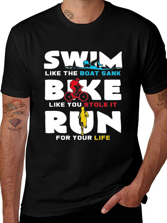 Swim Bike Run T-Shirt - Triathlon Training Tee
