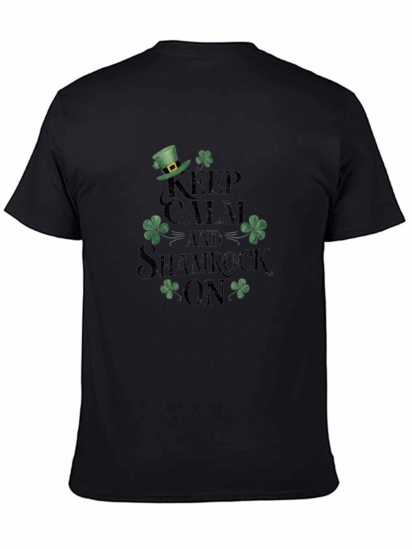 Keep Calm Shamrock On Black T-Shirt