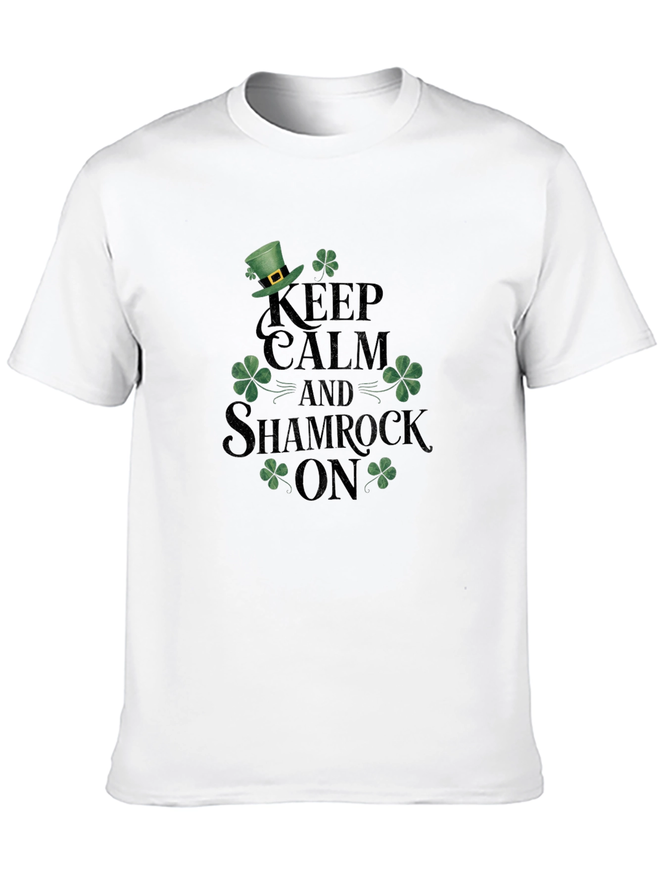 Keep Calm Shamrock On Black T-Shirt