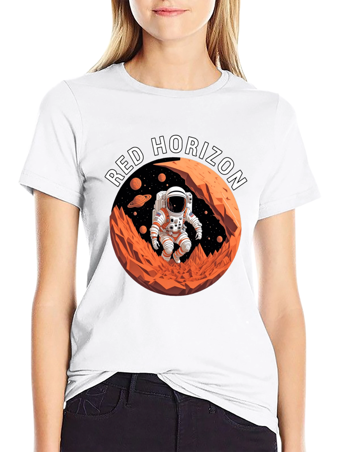 Red Horizon Astronaut T-Shirt - Space Adventure