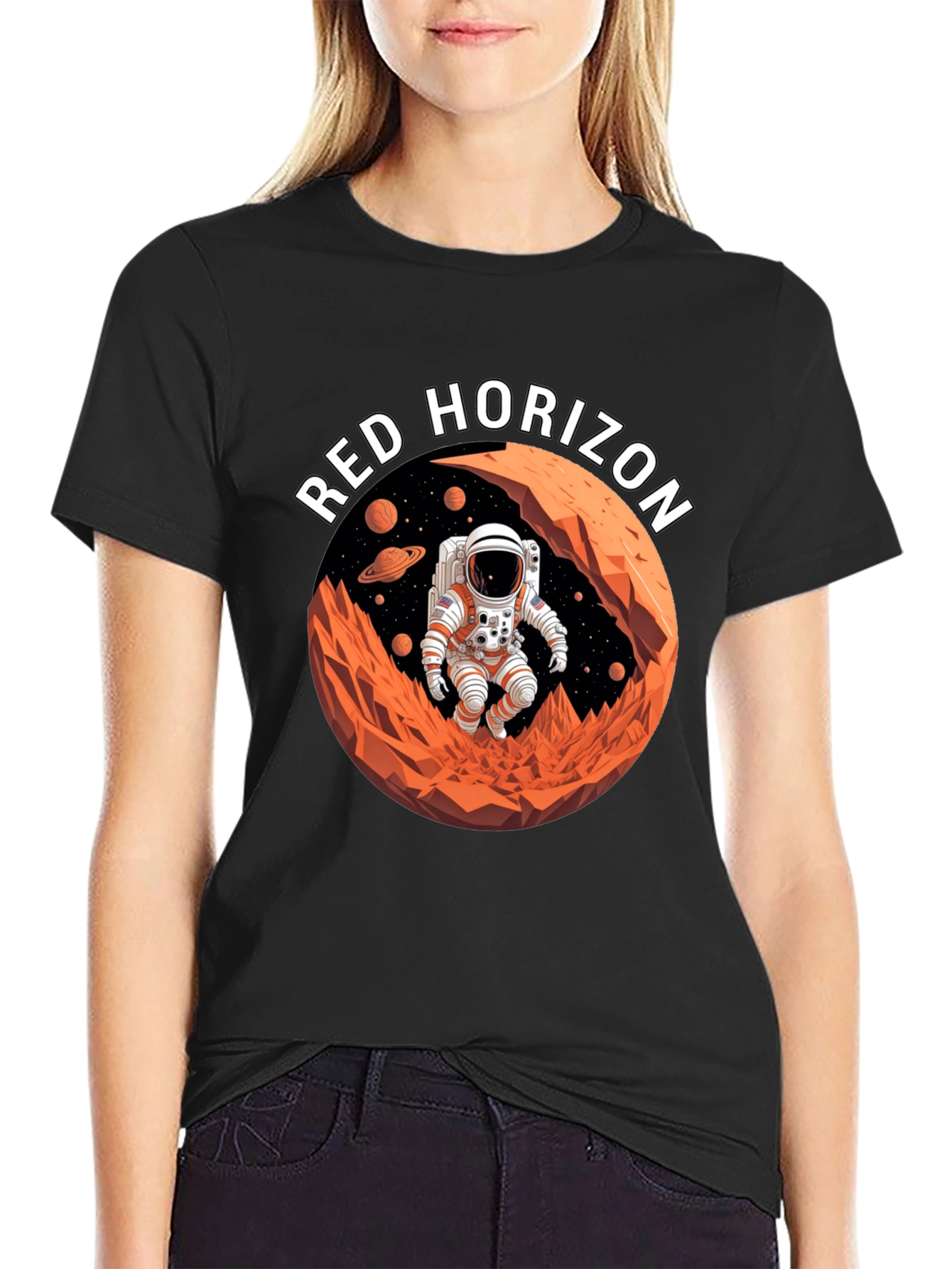 Red Horizon Astronaut T-Shirt - Space Adventure