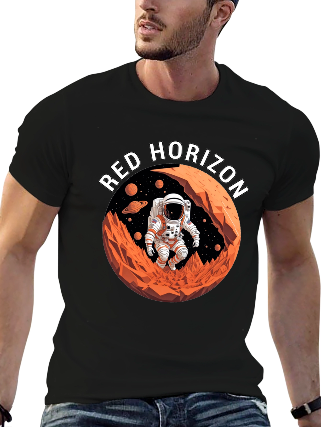 Red Horizon Astronaut T-Shirt - Space Adventure