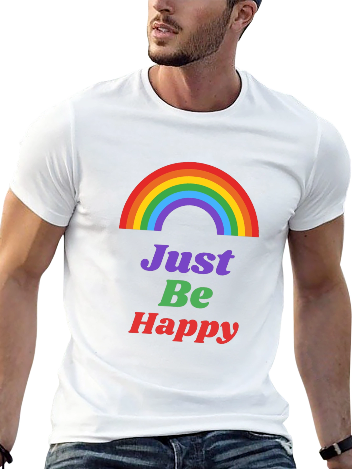 Rainbow Just Be Happy Graphic Tee