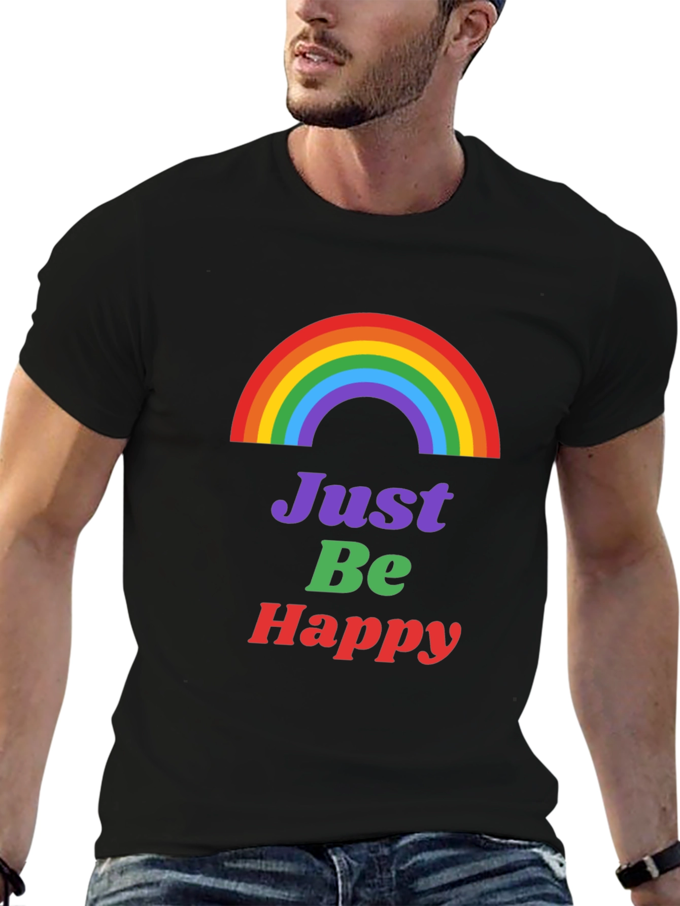 Rainbow Just Be Happy Graphic Tee