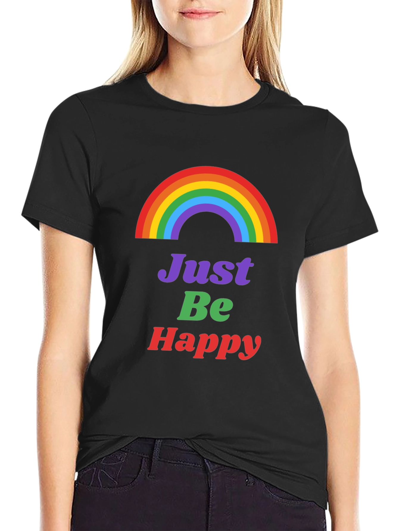 Rainbow Just Be Happy Graphic Tee