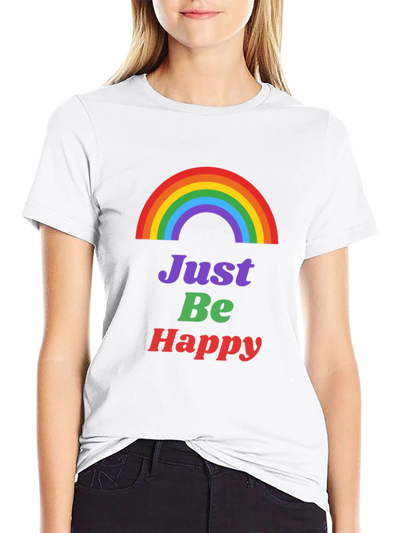 Rainbow Just Be Happy Graphic Tee