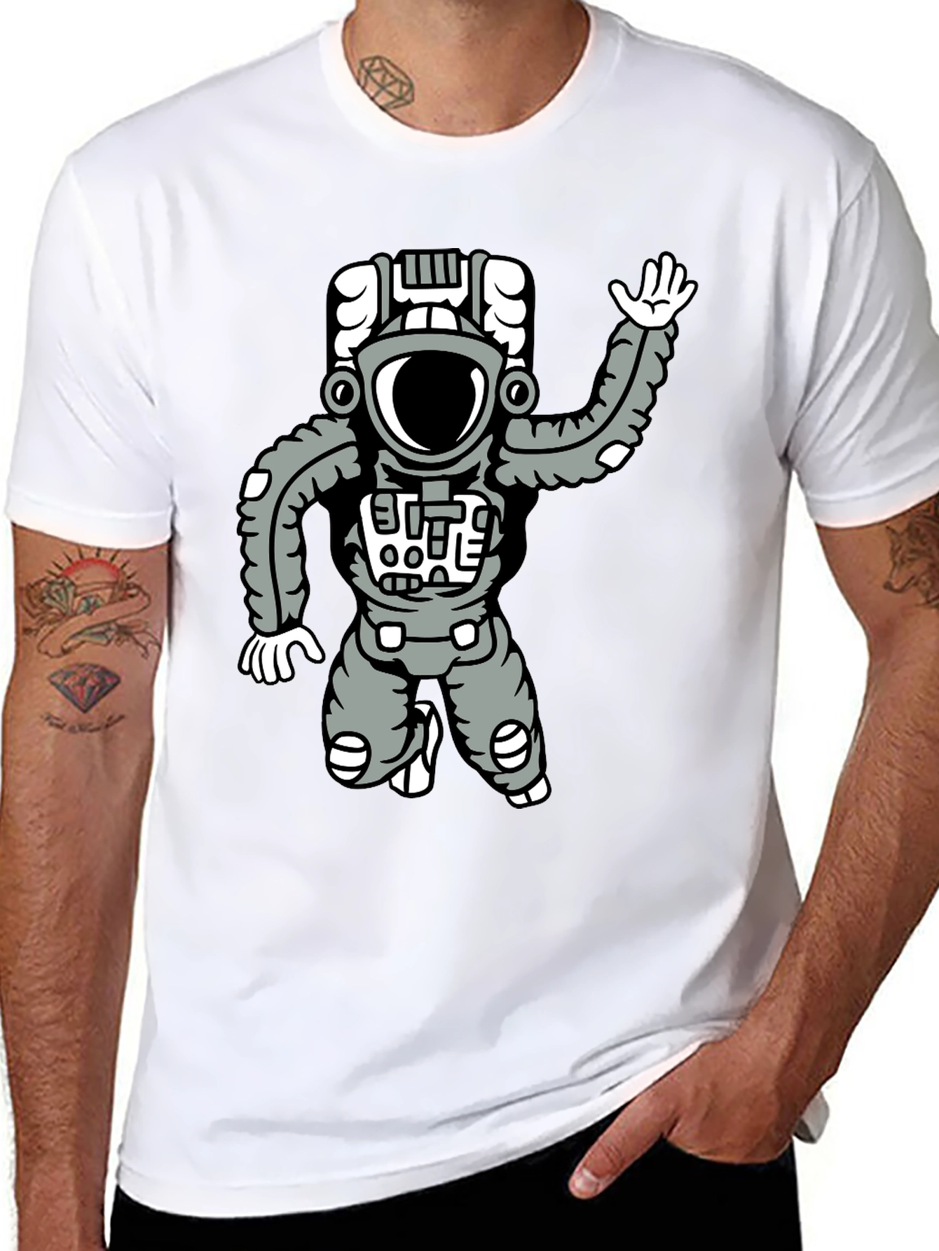 Astronaut Graphic Tee - Black Cotton Comfort