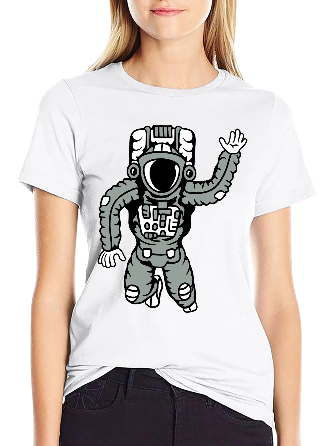 Astronaut Graphic Tee - Black Cotton Comfort