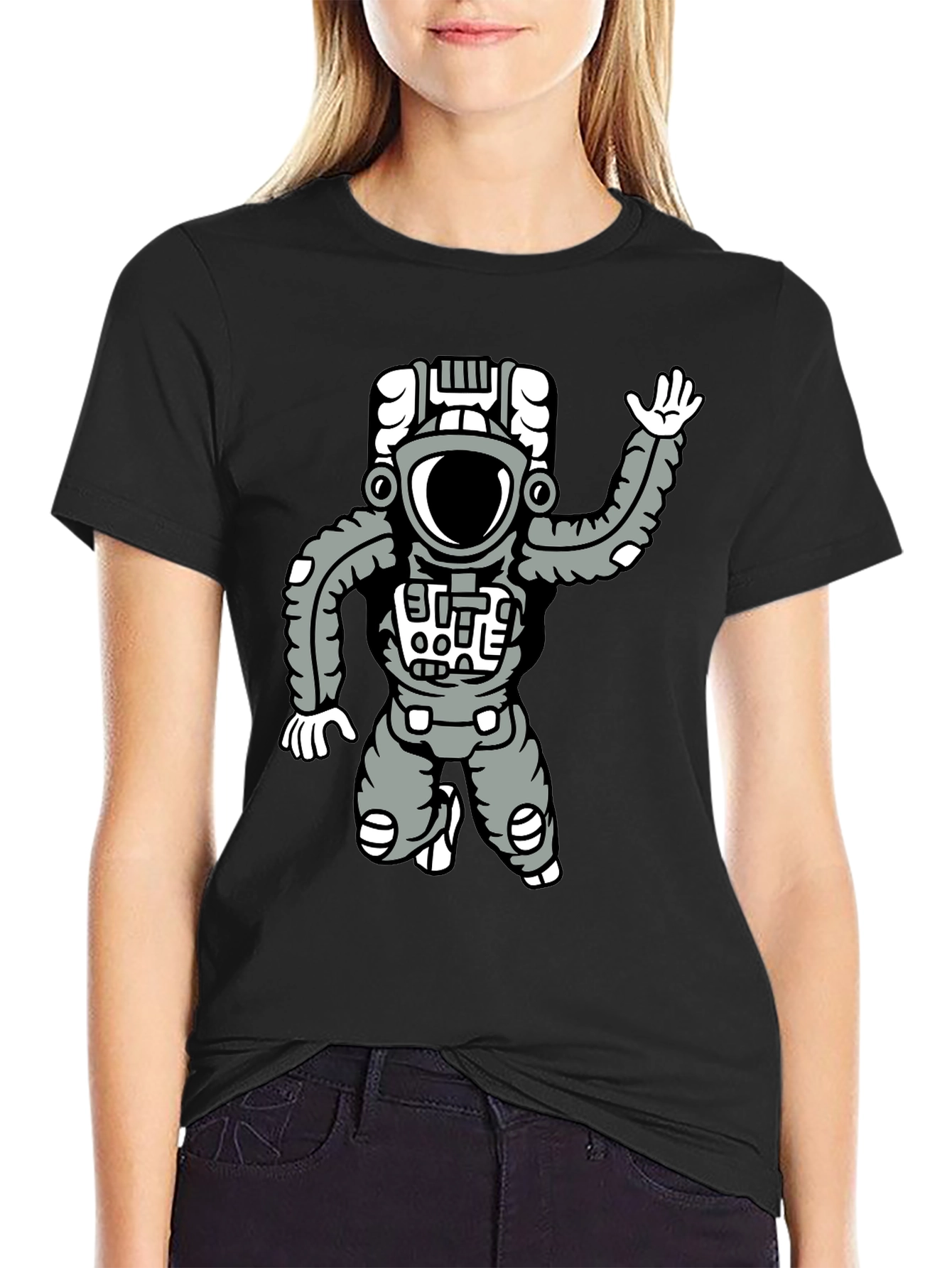 Astronaut Graphic Tee - Black Cotton Comfort