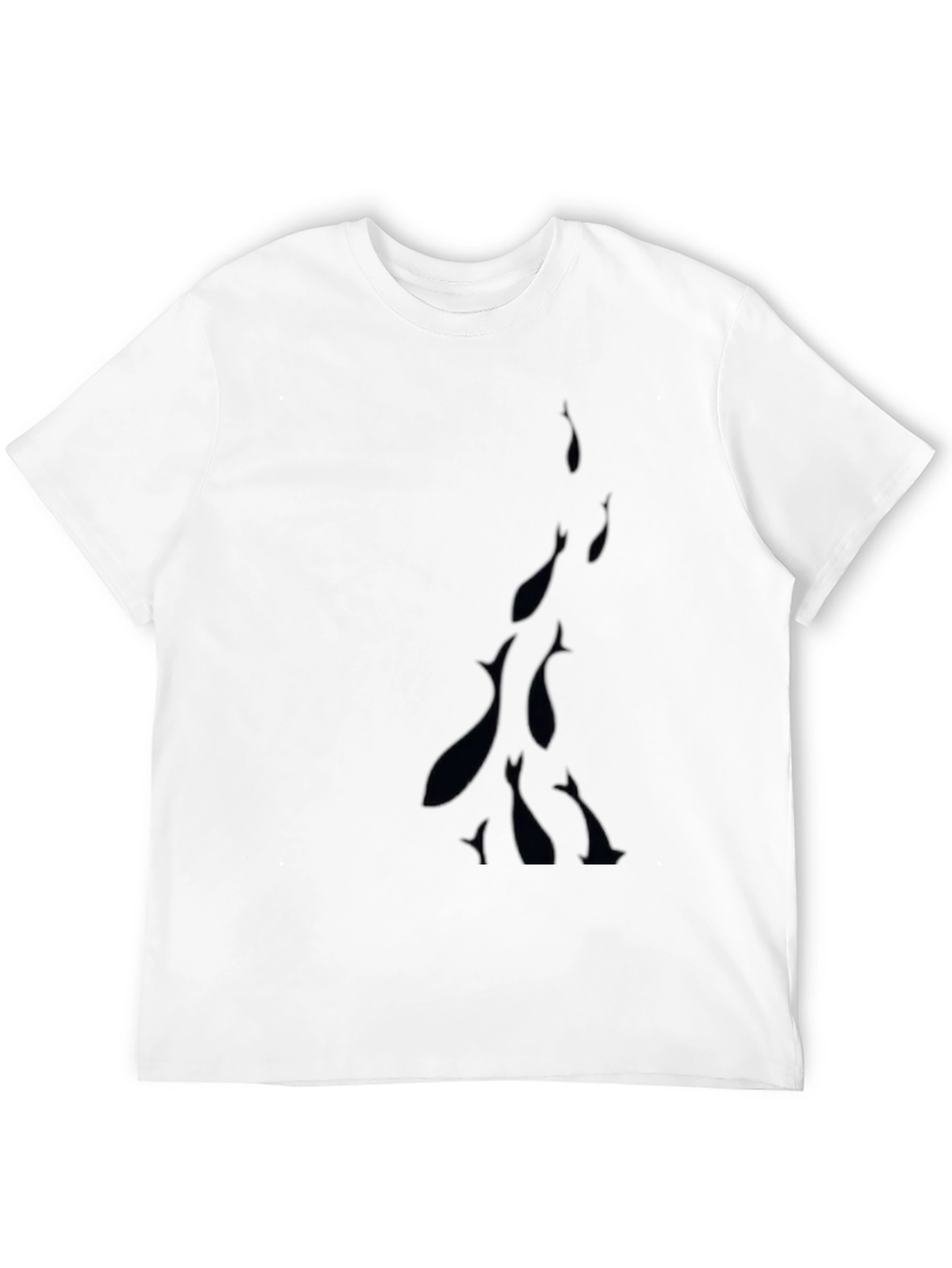 Mens Black Crew Neck T-Shirt with Fish Design