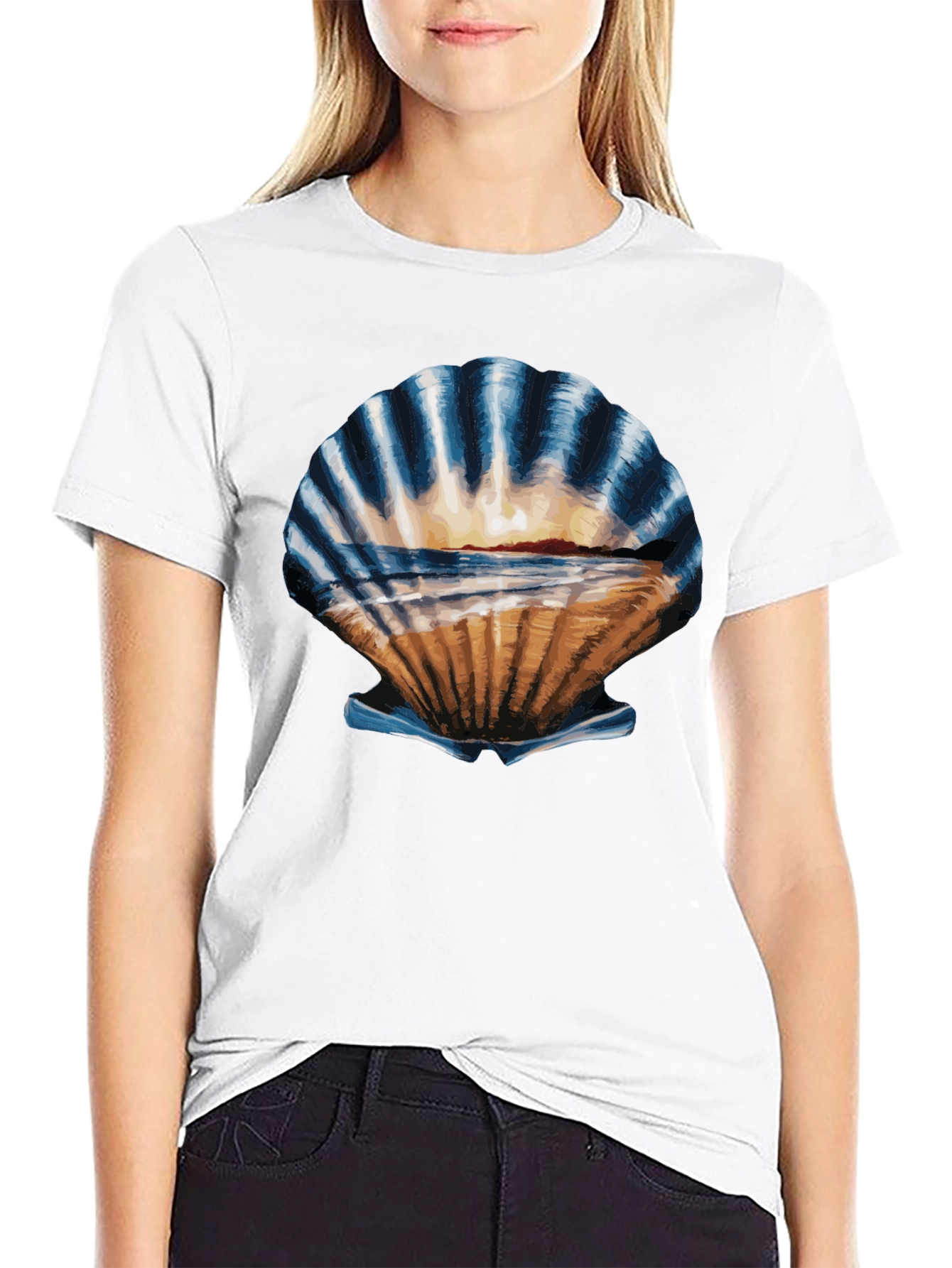 Seashell Beach Scene Graphic Tee
