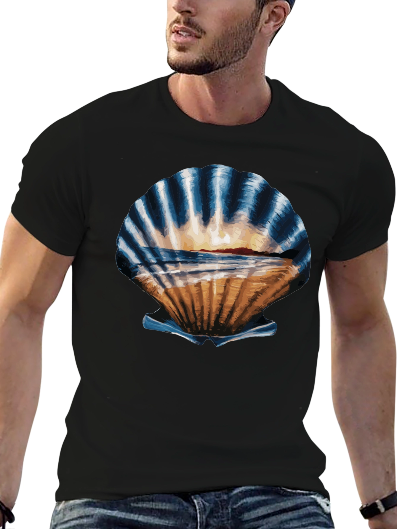 Seashell Beach Scene Graphic Tee