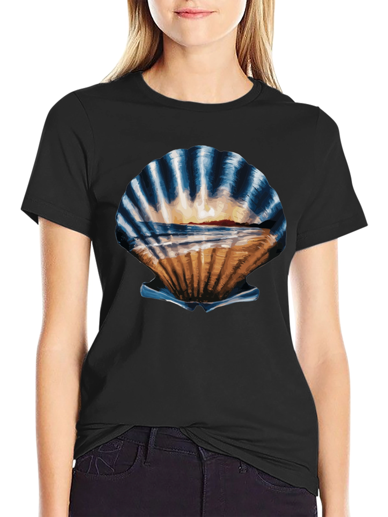 Seashell Beach Scene Graphic Tee
