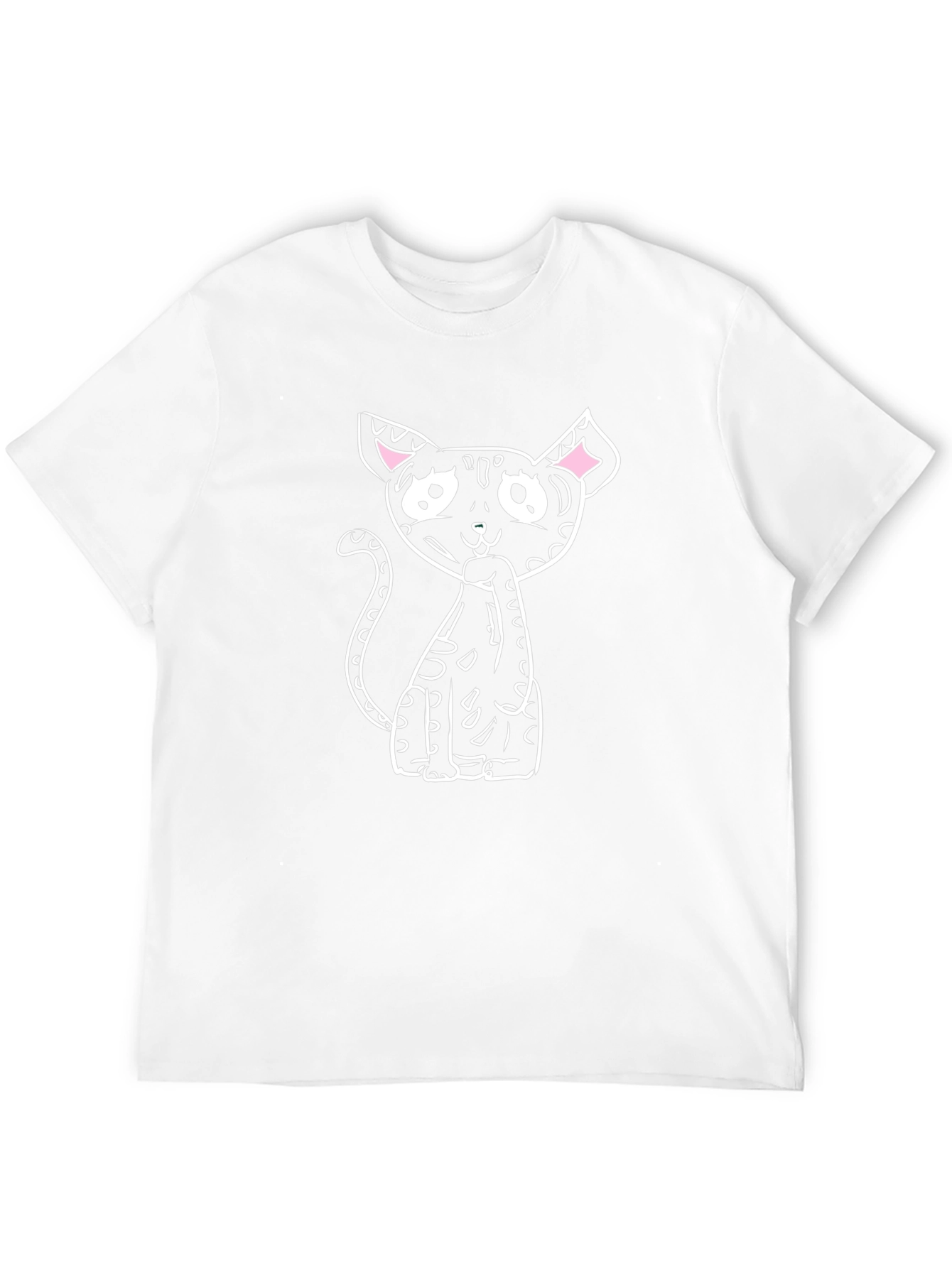 Black T-Shirt with Whimsical Cat Graphic
