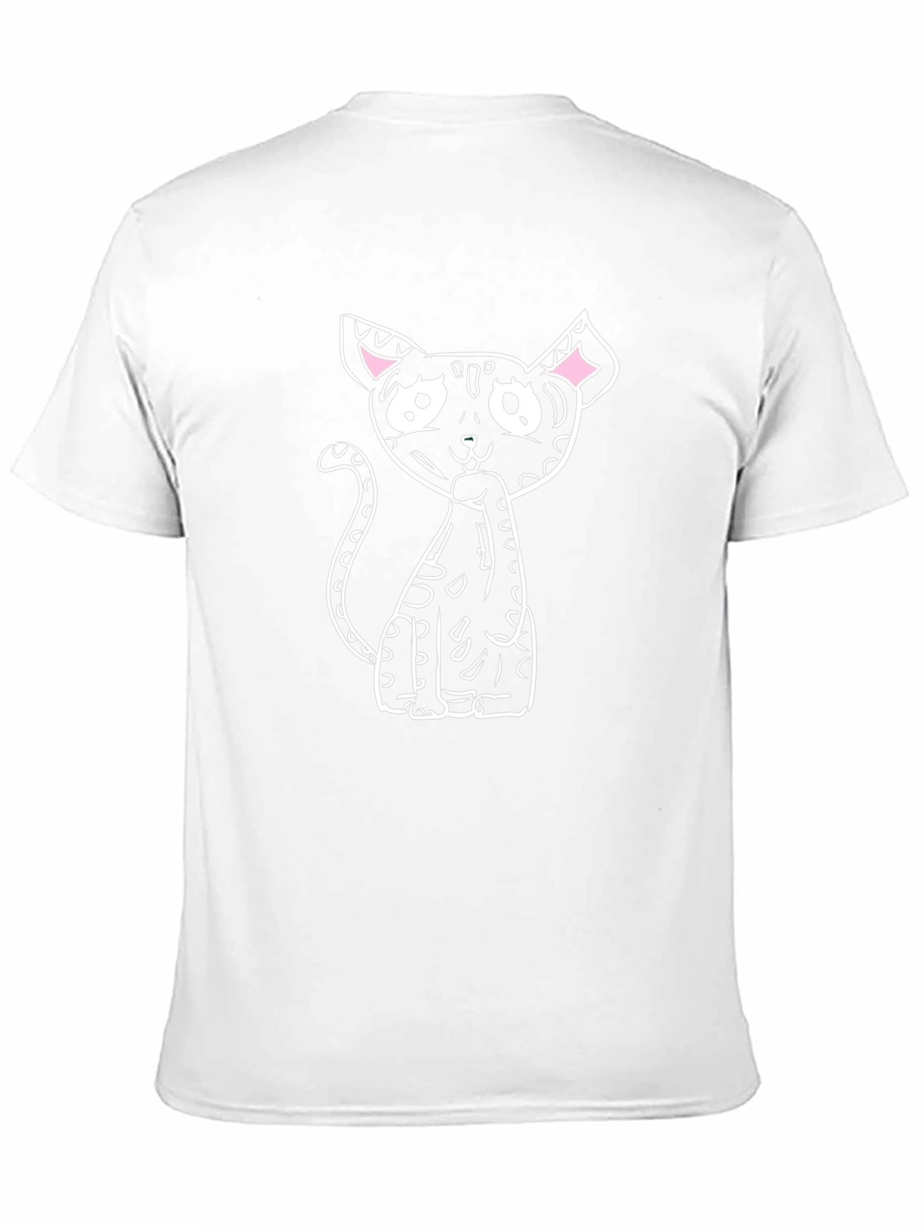 Black T-Shirt with Whimsical Cat Graphic