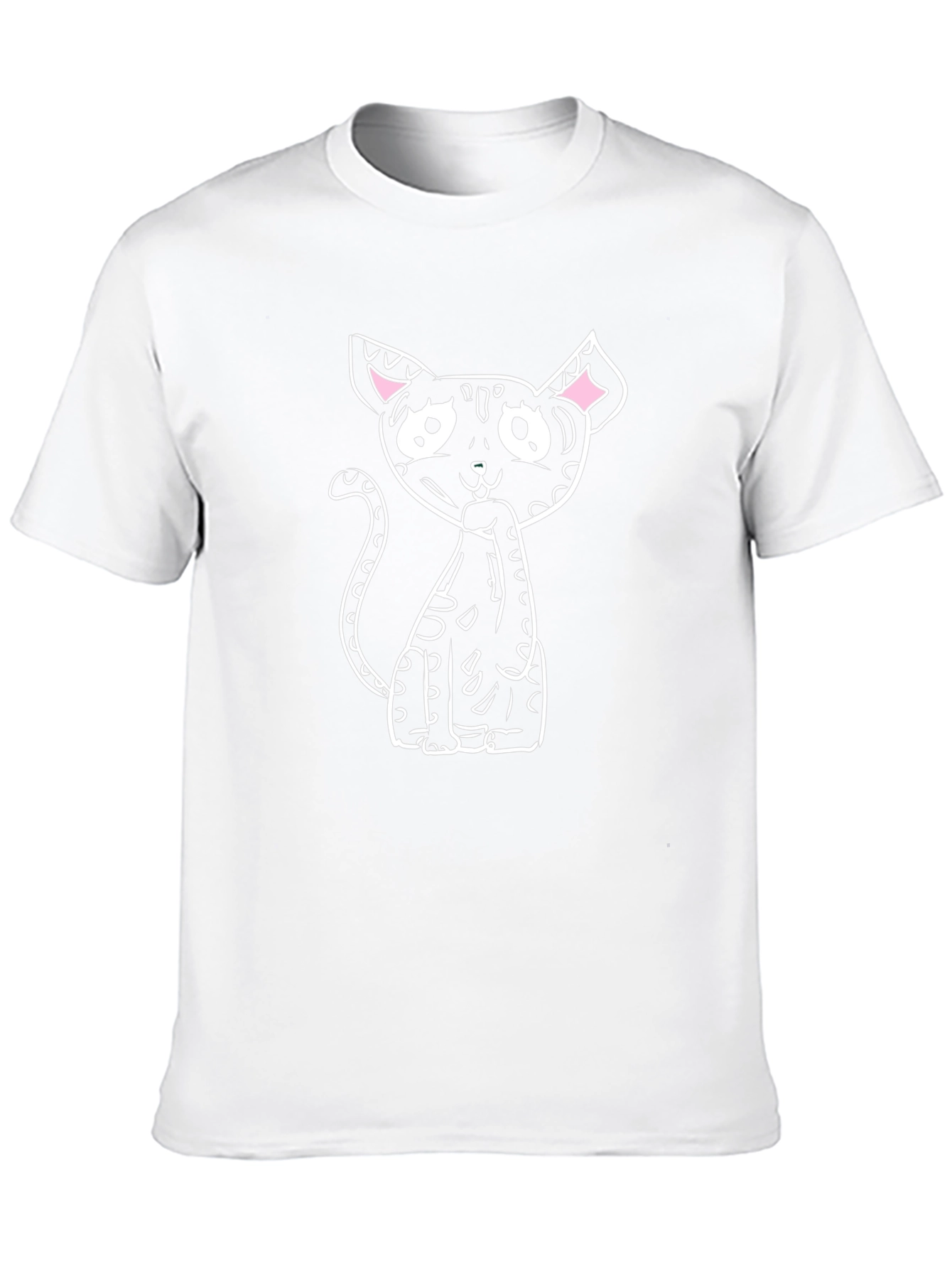 Black T-Shirt with Whimsical Cat Graphic