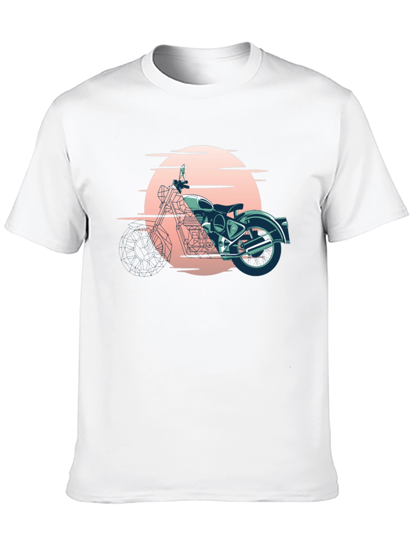 Retro Motorcycle Graphic Tee - Black Cotton T-Shirt