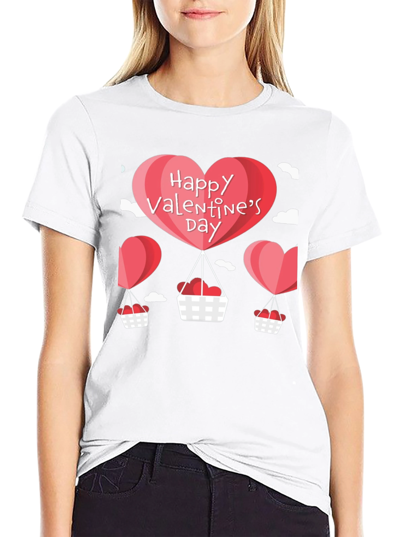 Valentines Day Balloon Graphic Tee - Black