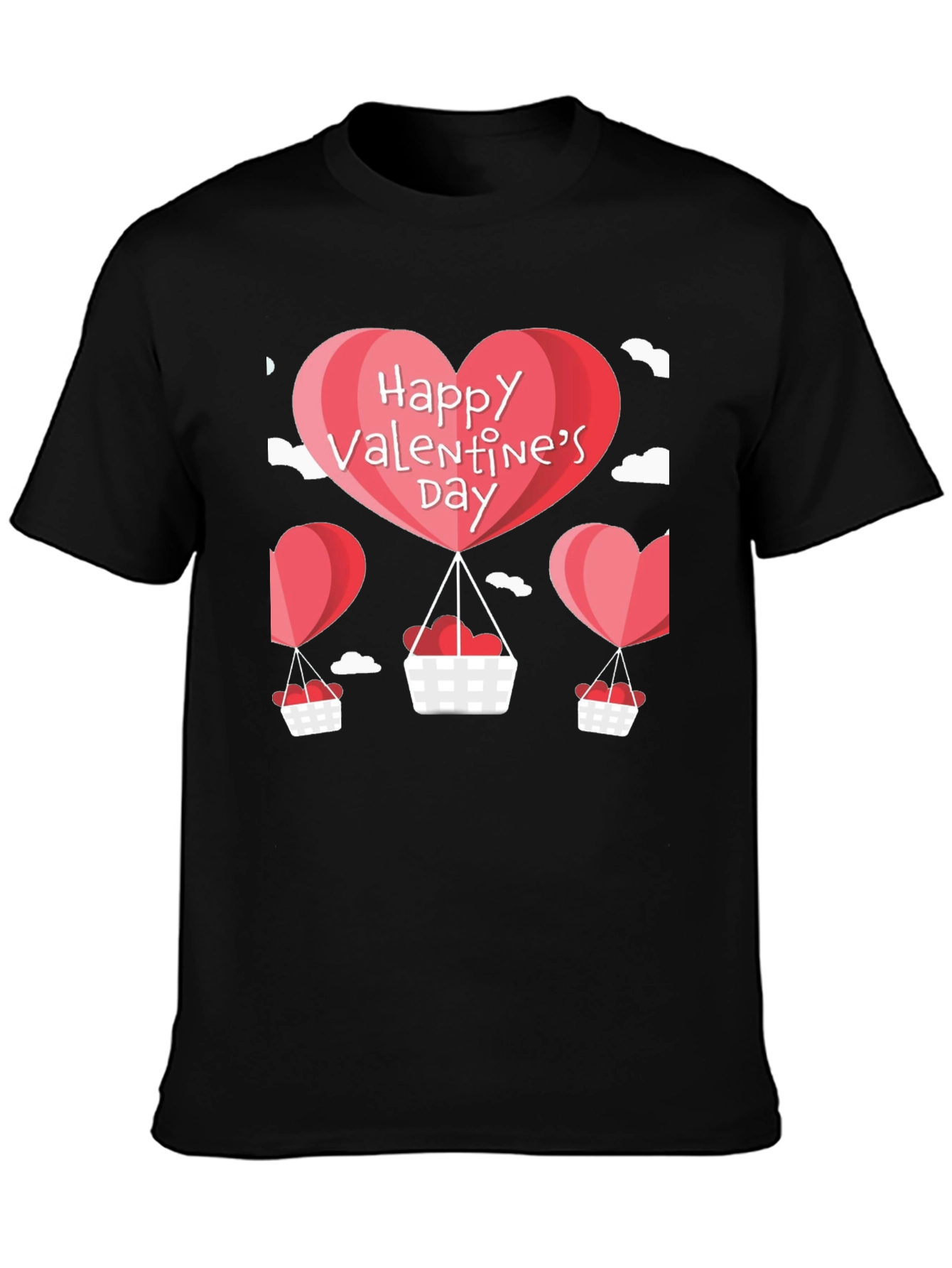 Valentines Day Balloon Graphic Tee - Black