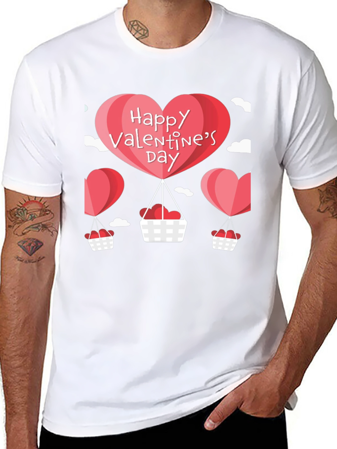 Valentines Day Balloon Graphic Tee - Black
