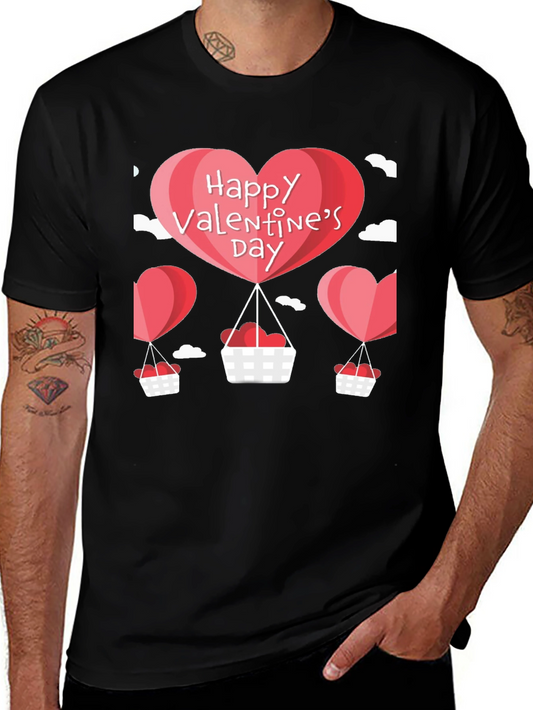 Valentines Day Balloon Graphic Tee - Black