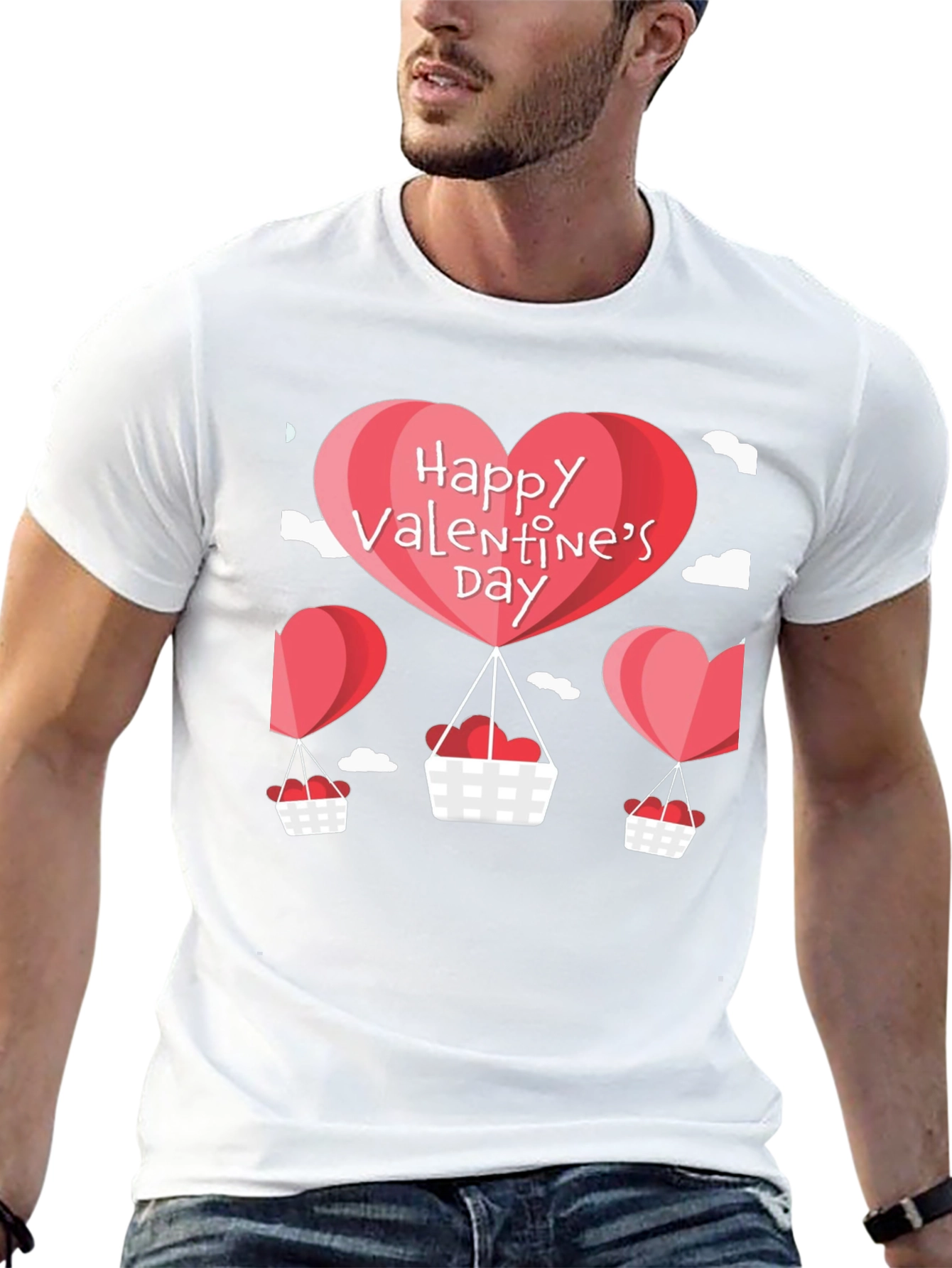 Valentines Day Balloon Graphic Tee - Black