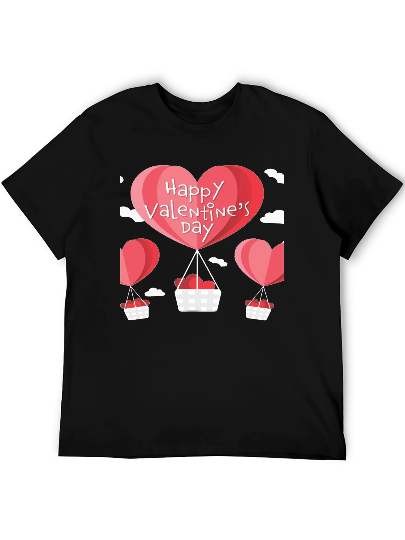 Valentines Day Balloon Graphic Tee - Black