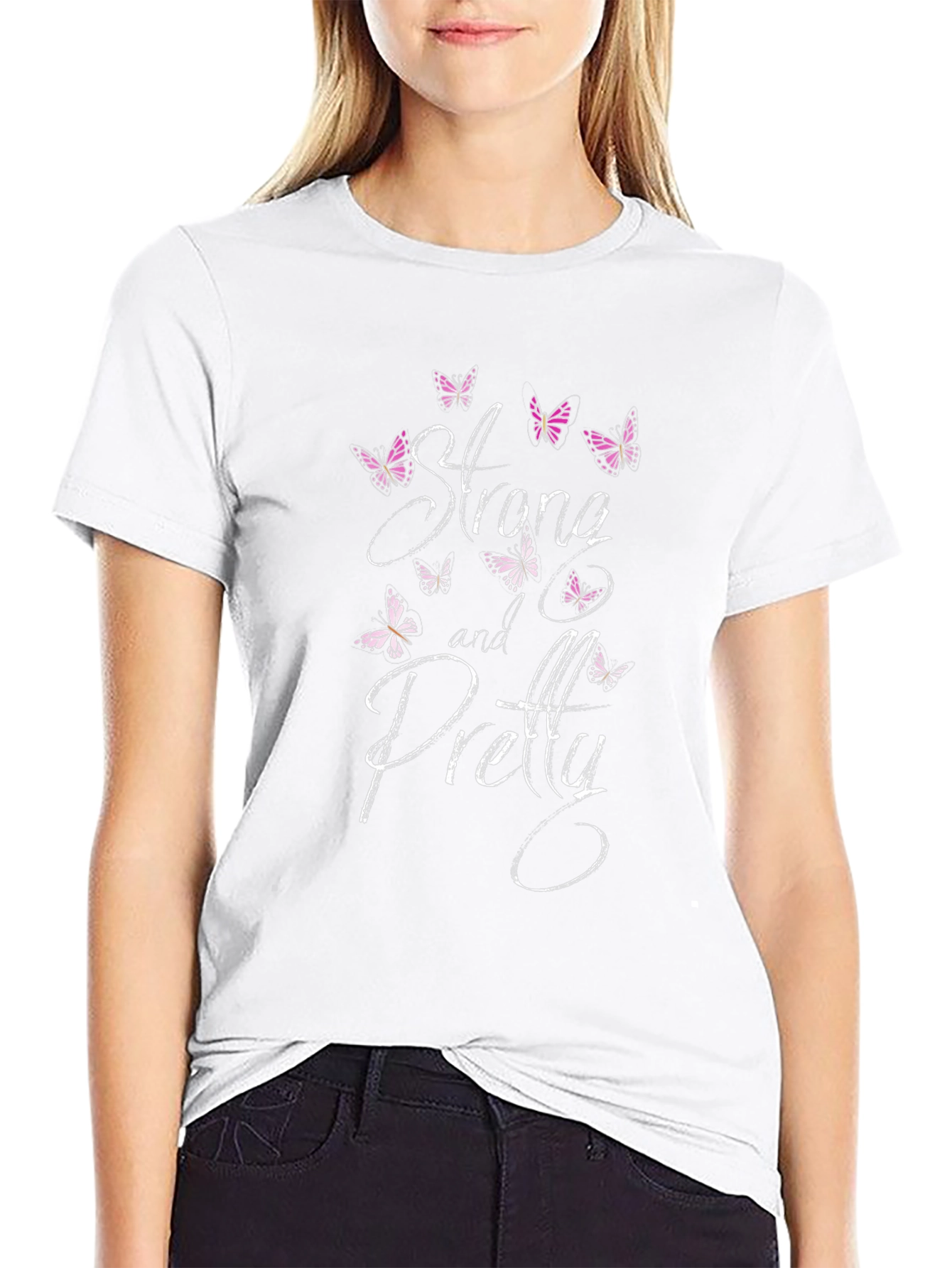 Strong and Pretty Butterfly T-Shirt - Black