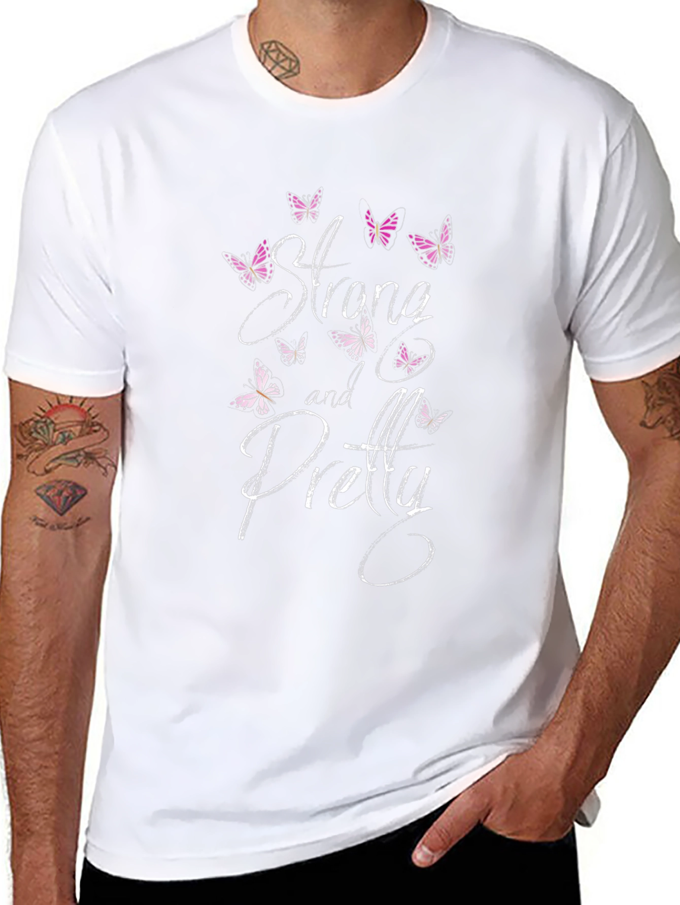 Strong and Pretty Butterfly T-Shirt - Black