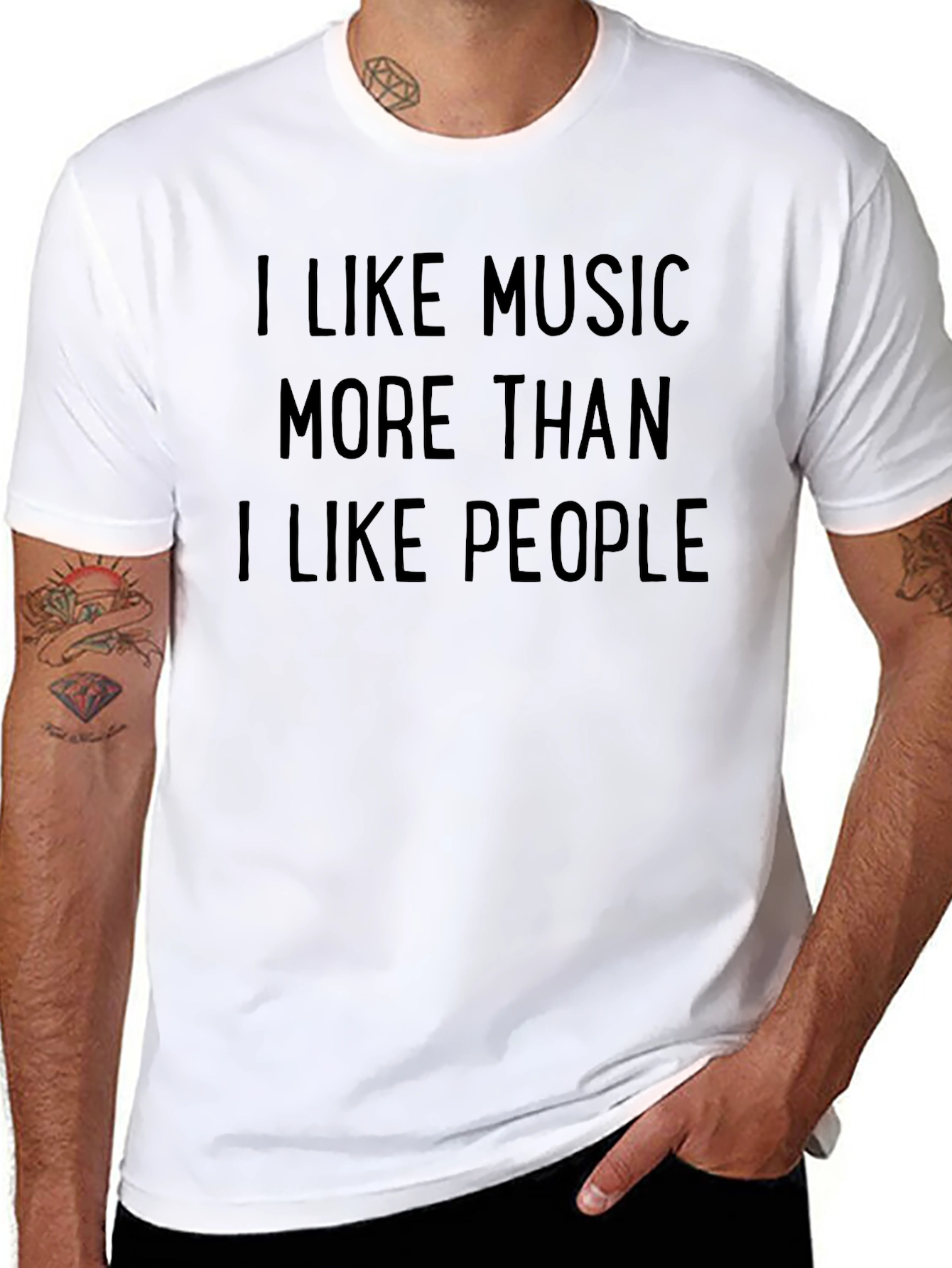 I Like Music Tee - Introvert Humor T-Shirt