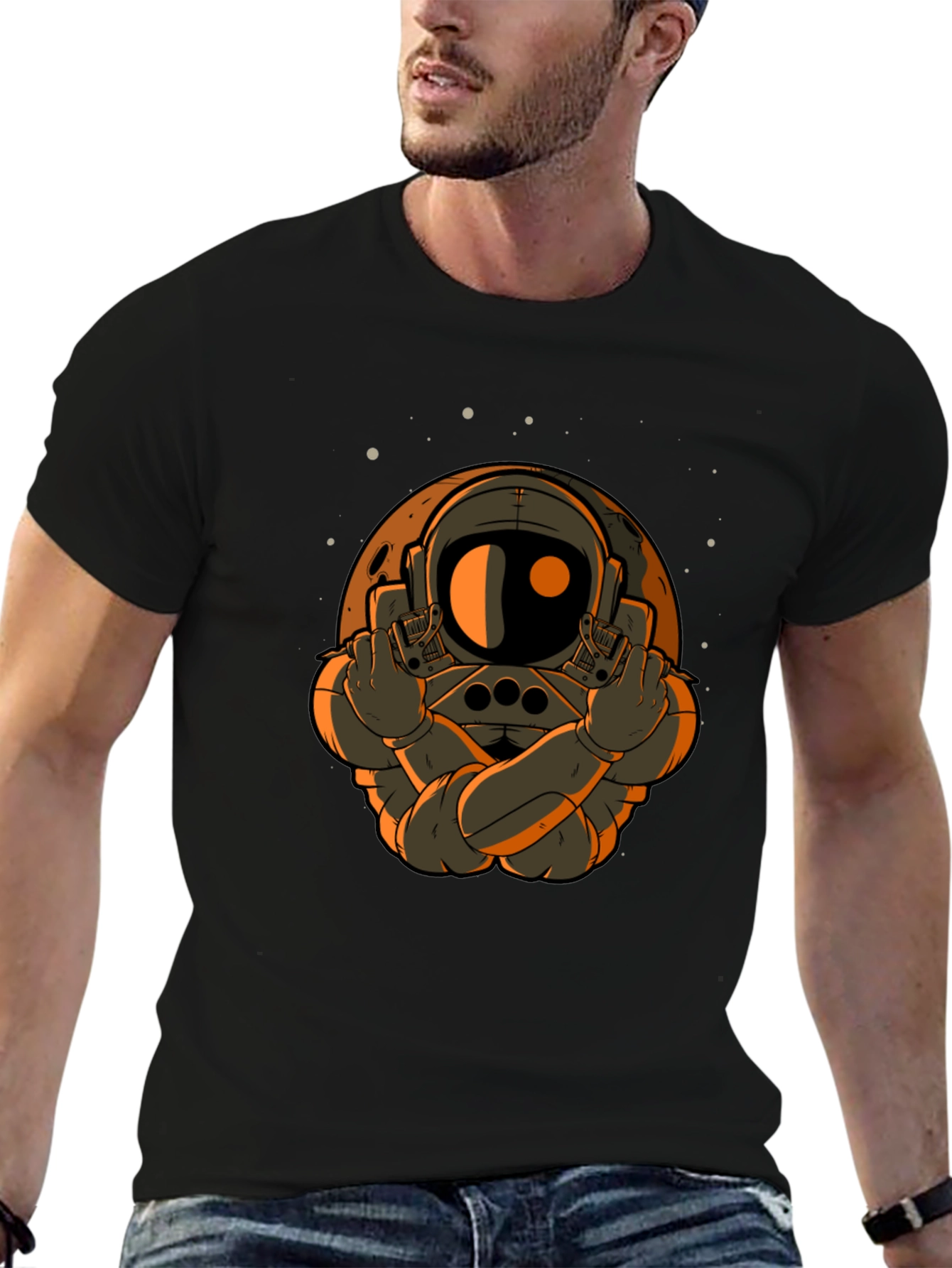 Astronaut Middle Finger Graphic T-Shirt
