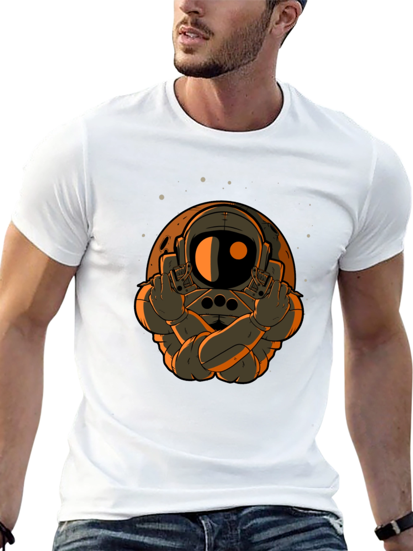 Astronaut Middle Finger Graphic T-Shirt
