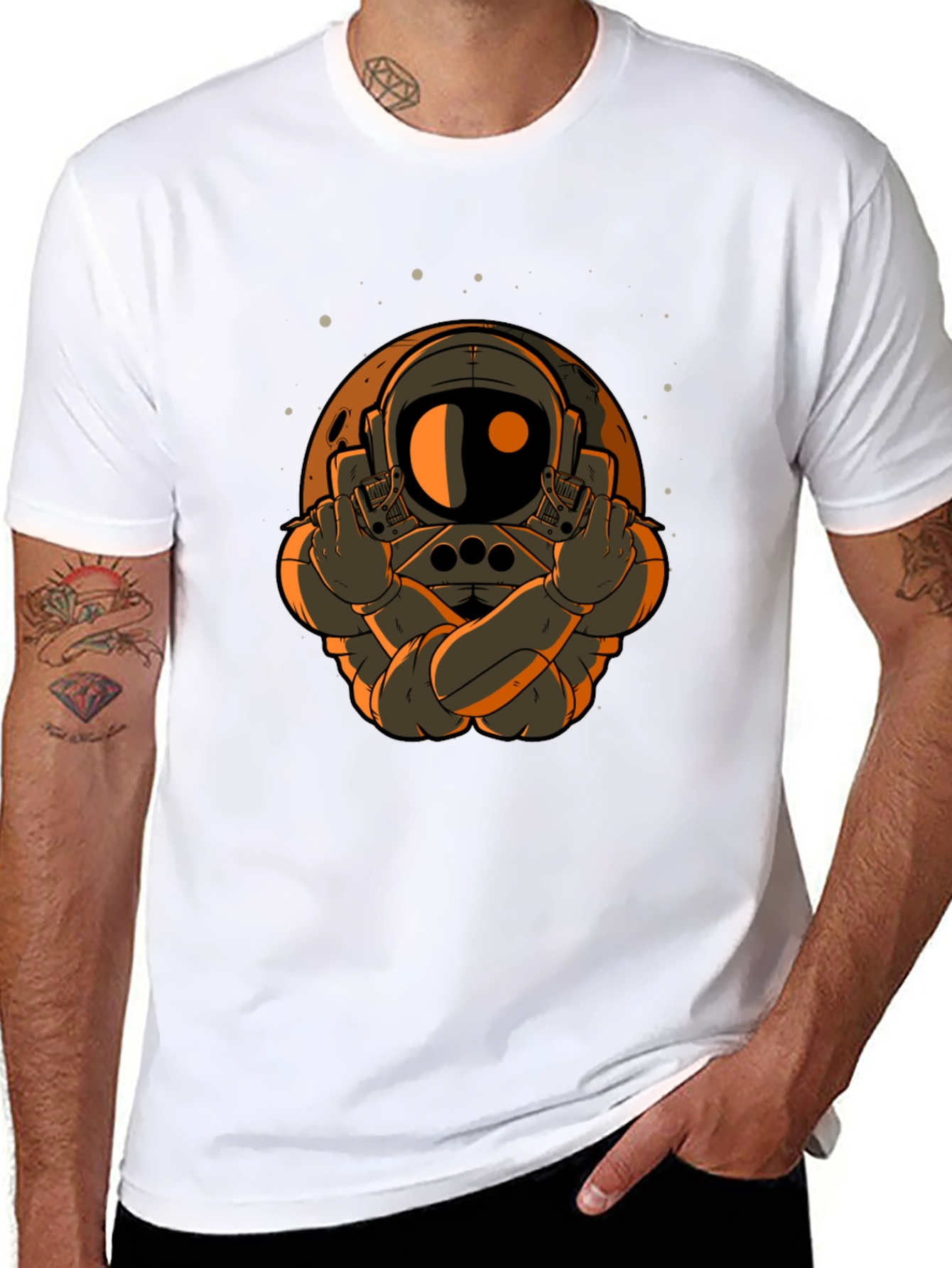 Astronaut Middle Finger Graphic T-Shirt