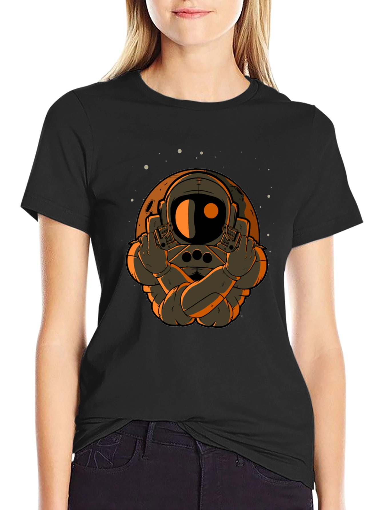 Astronaut Middle Finger Graphic T-Shirt