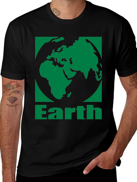 Earth Graphic Tee - Black Cotton Blend T-Shirt