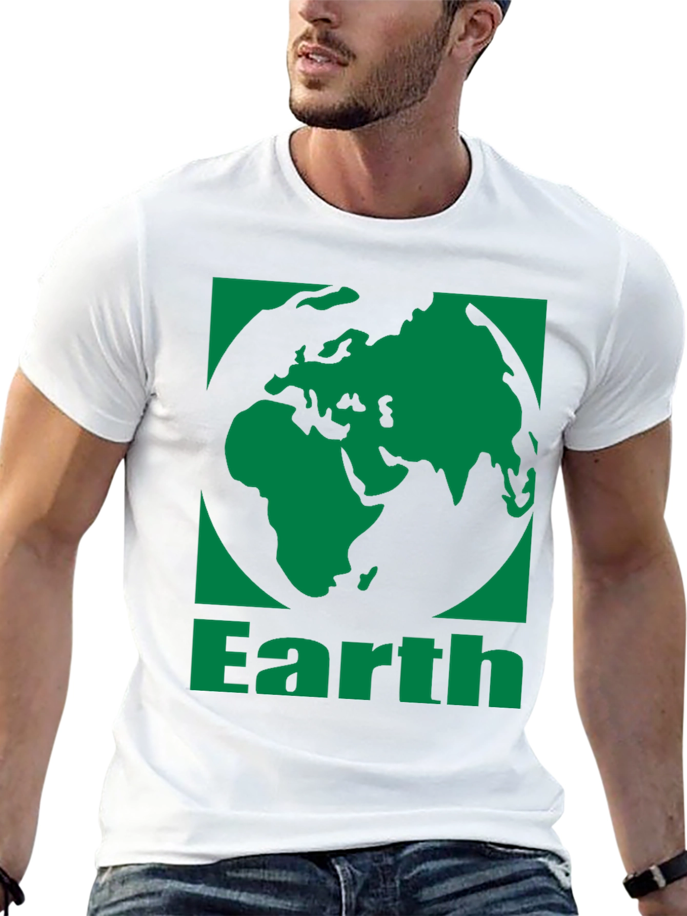 Earth Graphic Tee - Black Cotton Blend T-Shirt