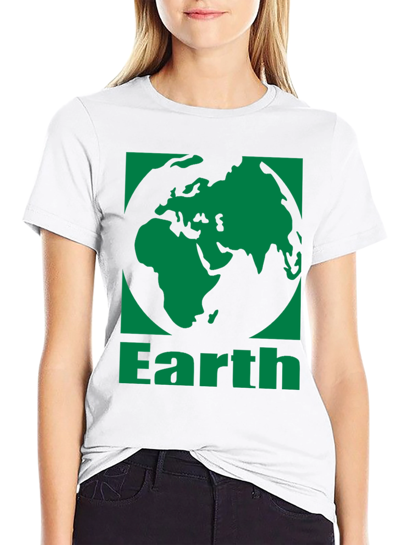 Earth Graphic Tee - Black Cotton Blend T-Shirt