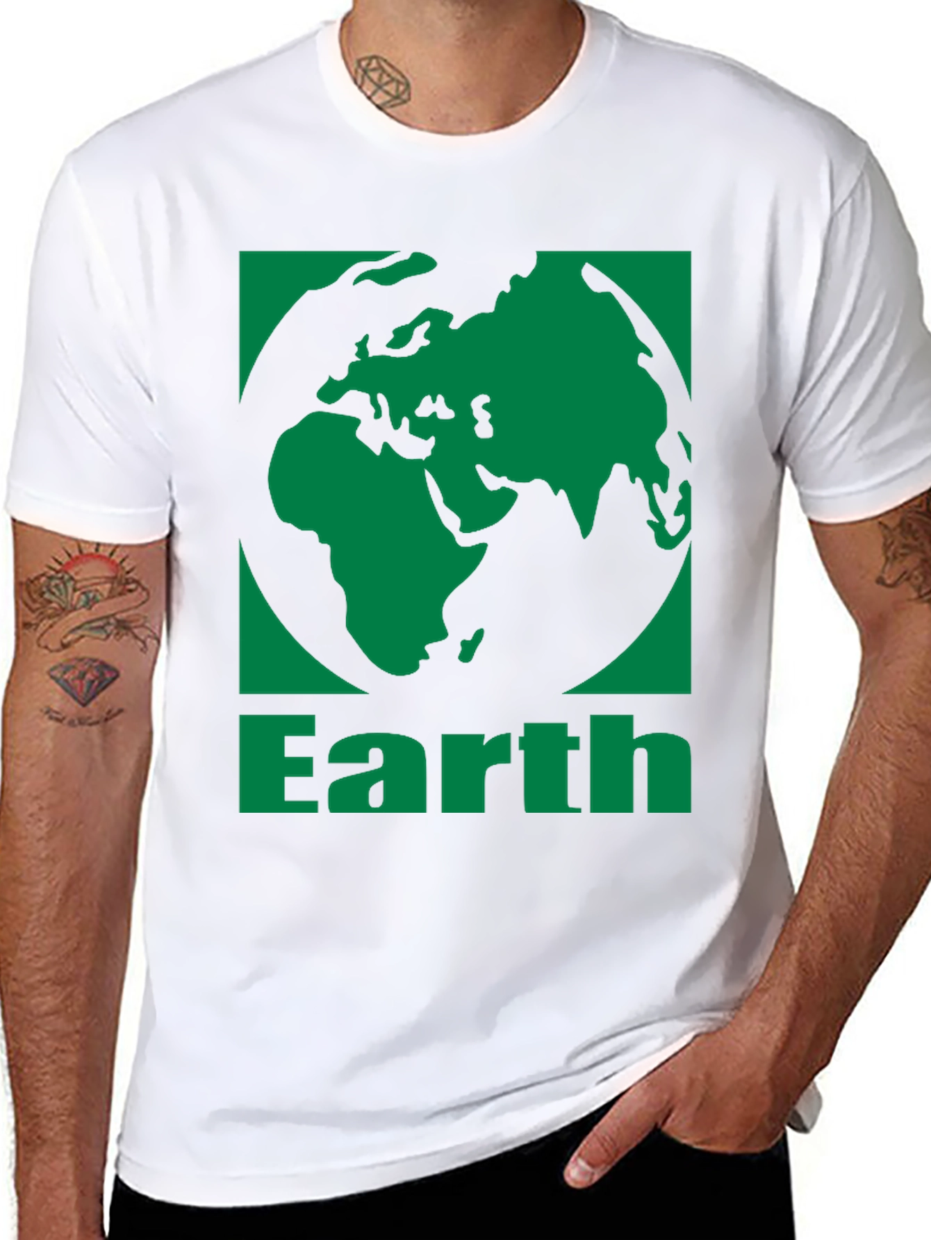 Earth Graphic Tee - Black Cotton Blend T-Shirt
