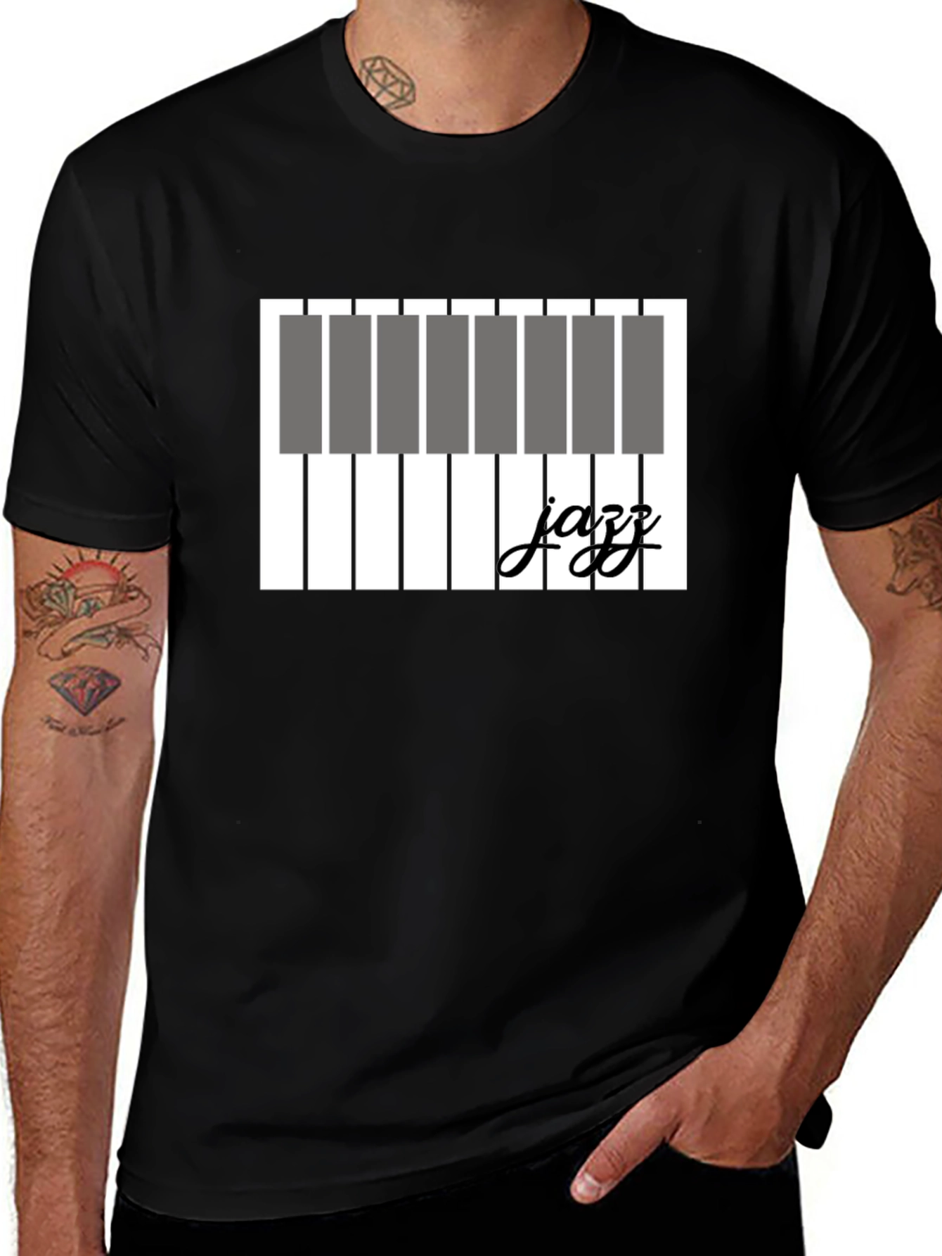Jazz Piano Keys Graphic T-Shirt - Black