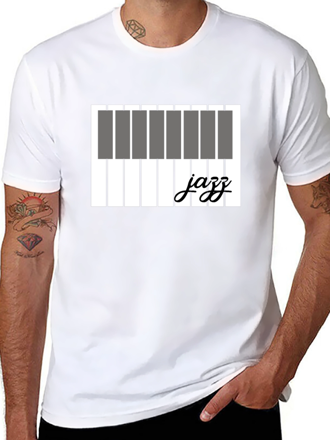 Jazz Piano Keys Graphic T-Shirt - Black