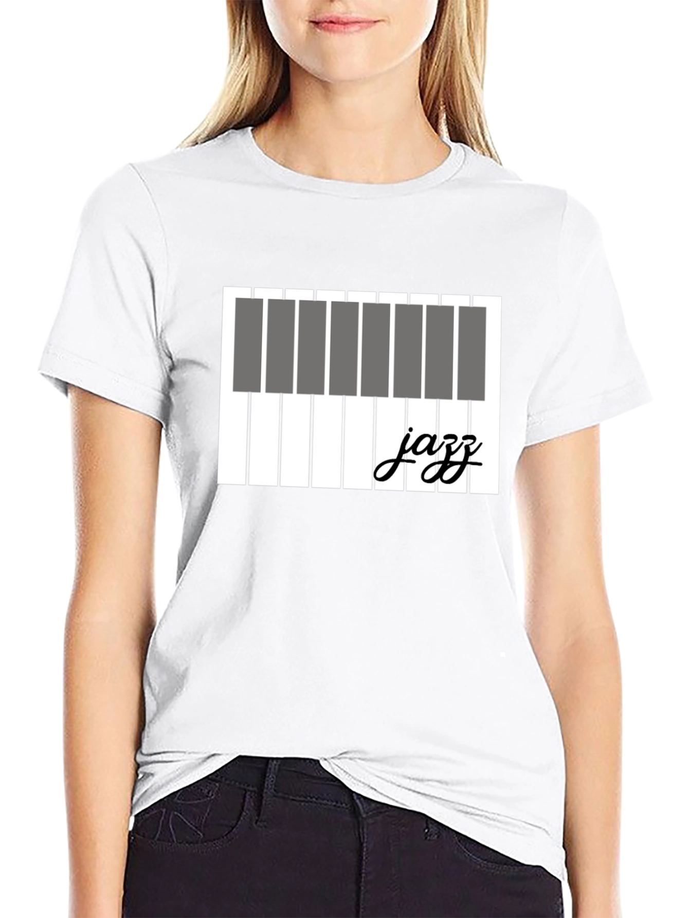 Jazz Piano Keys Graphic T-Shirt - Black