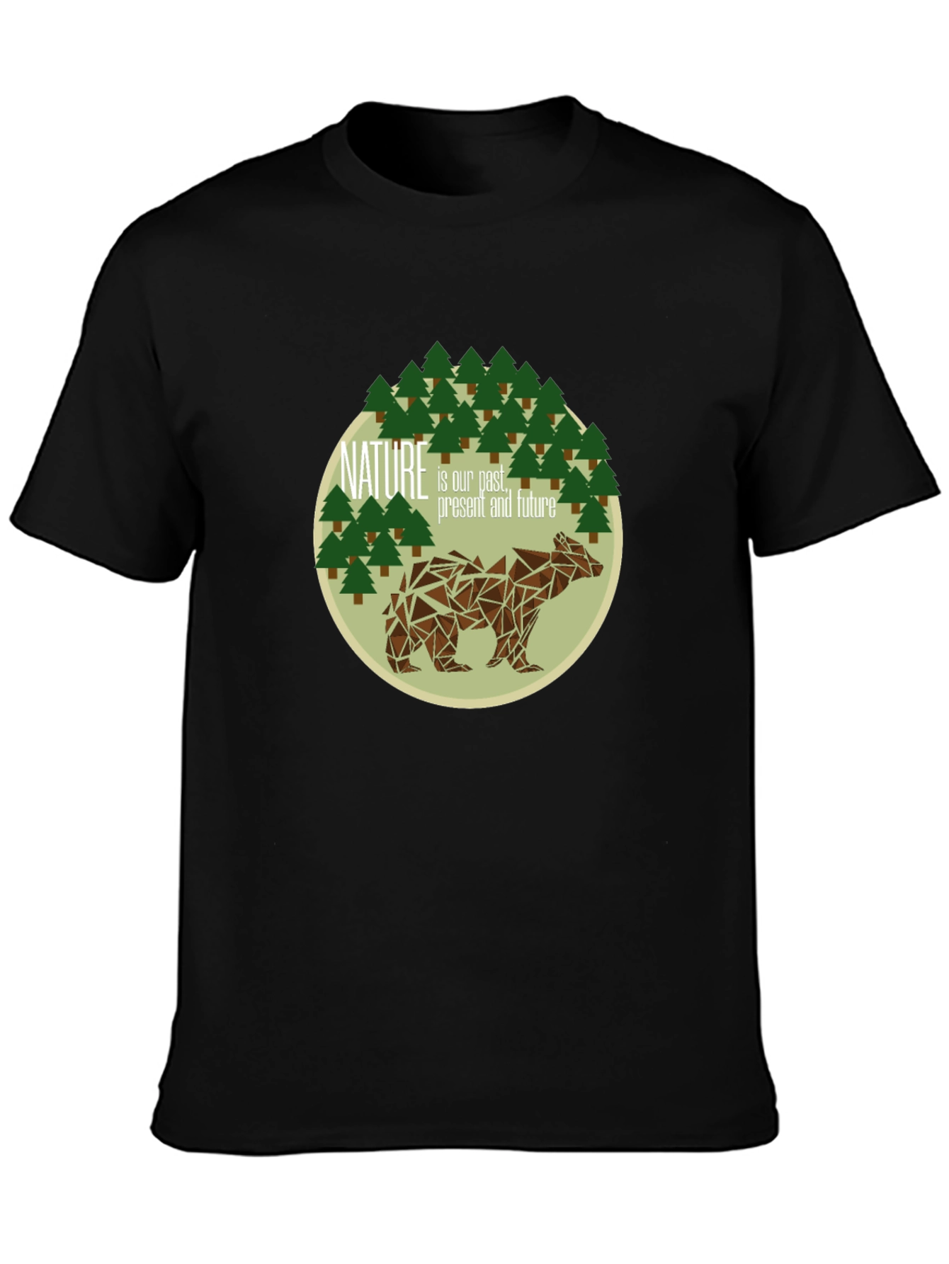 Nature Bear Graphic Tee - Black Soft Cotton