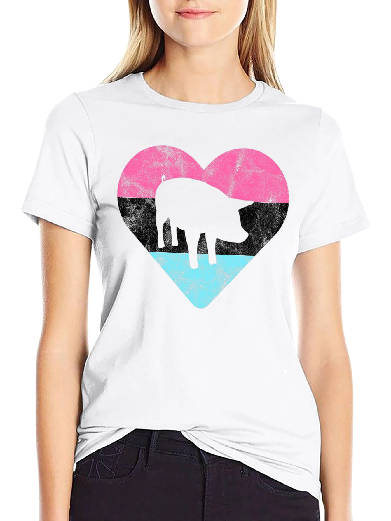 Pig Heart Graphic Tee - Unique Design Soft Cotton
