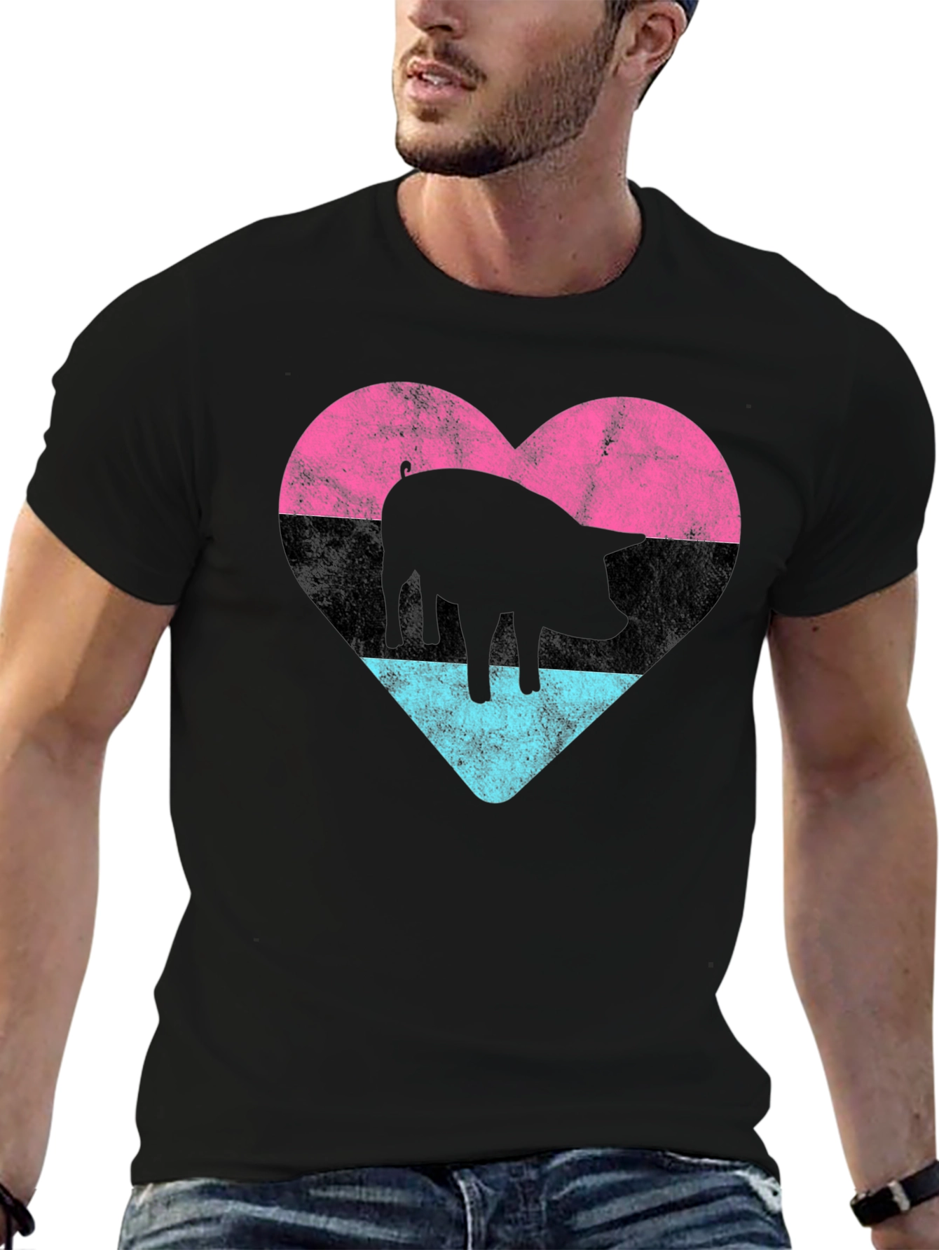 Pig Heart Graphic Tee - Unique Design Soft Cotton