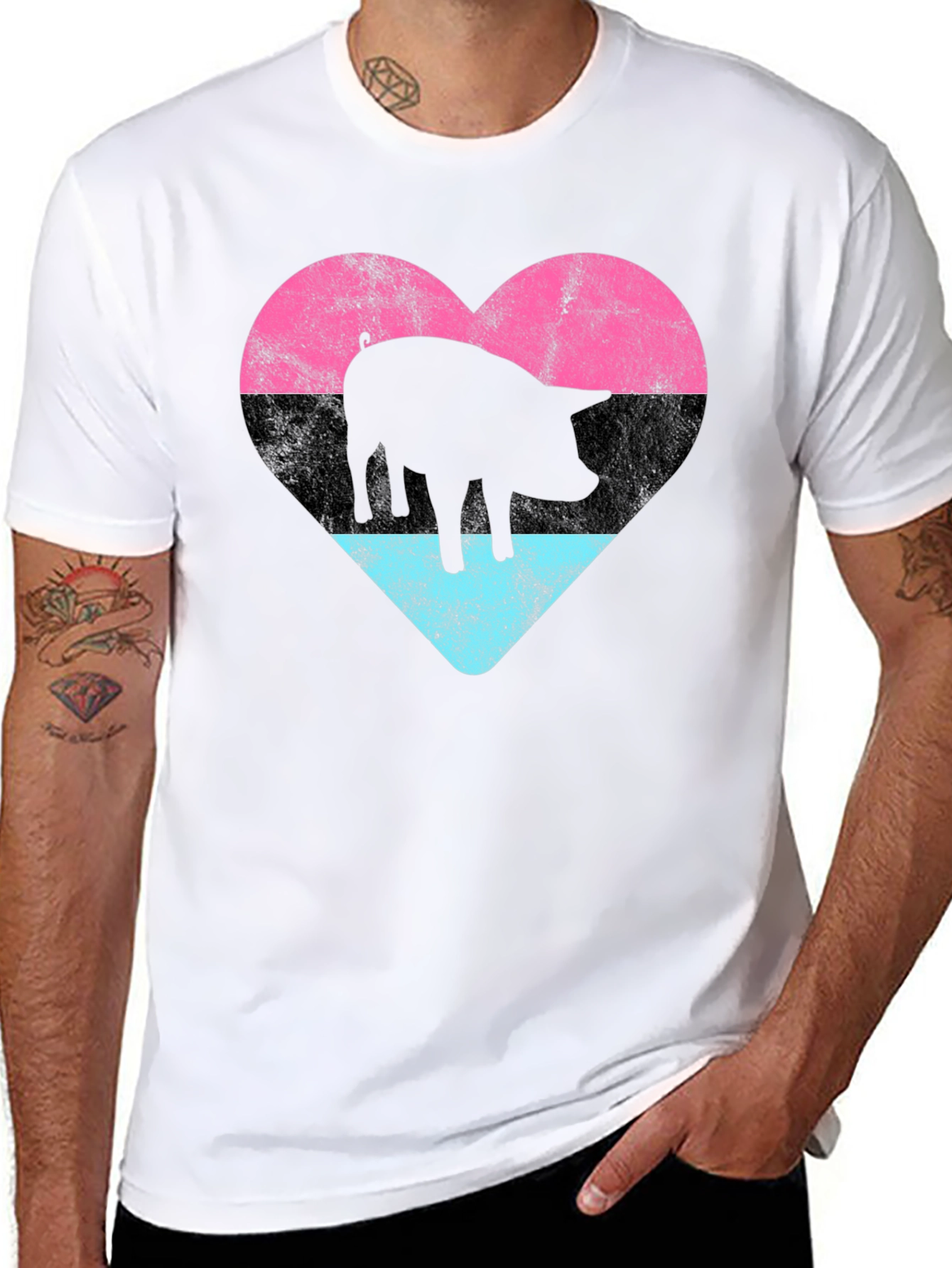 Pig Heart Graphic Tee - Unique Design Soft Cotton