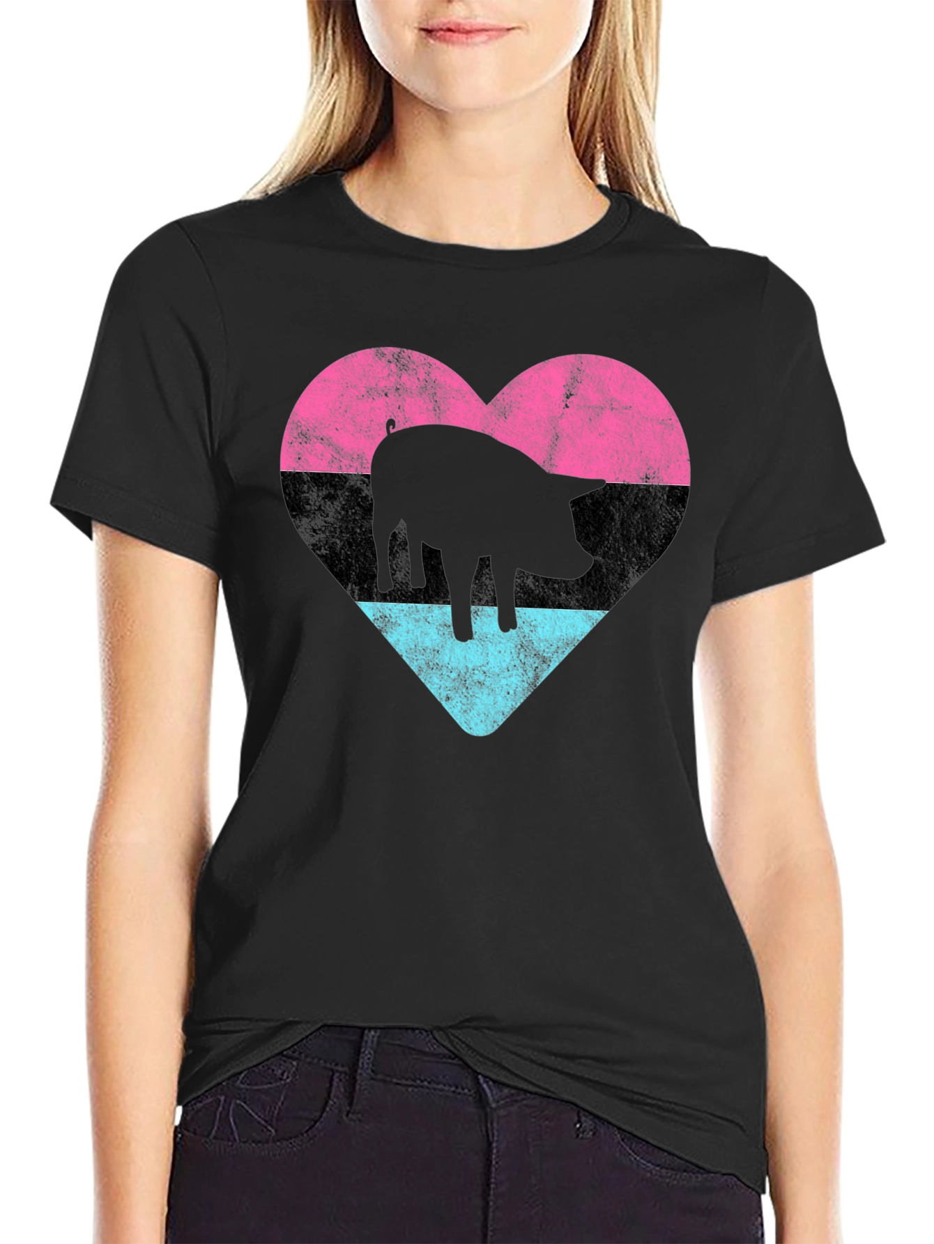 Pig Heart Graphic Tee - Unique Design Soft Cotton