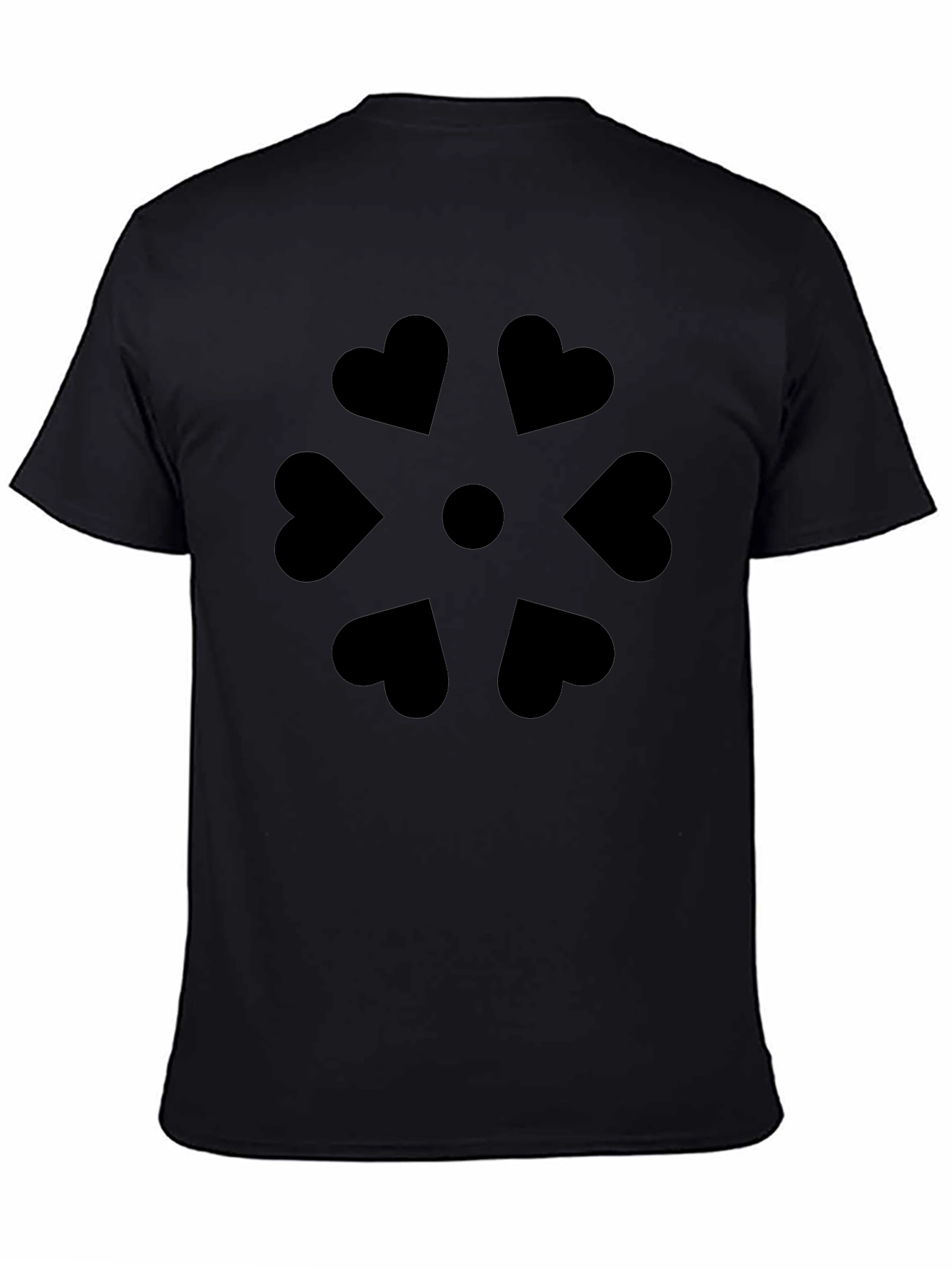 Heart Petal Graphic Black T-Shirt