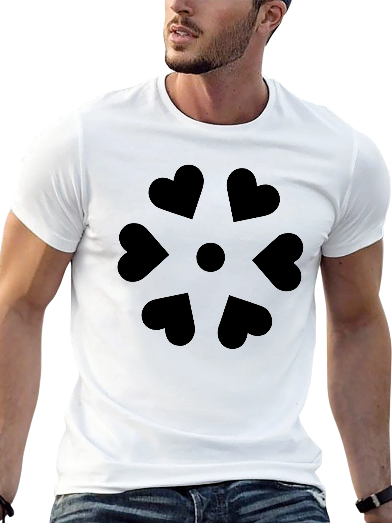 Heart Petal Graphic Black T-Shirt