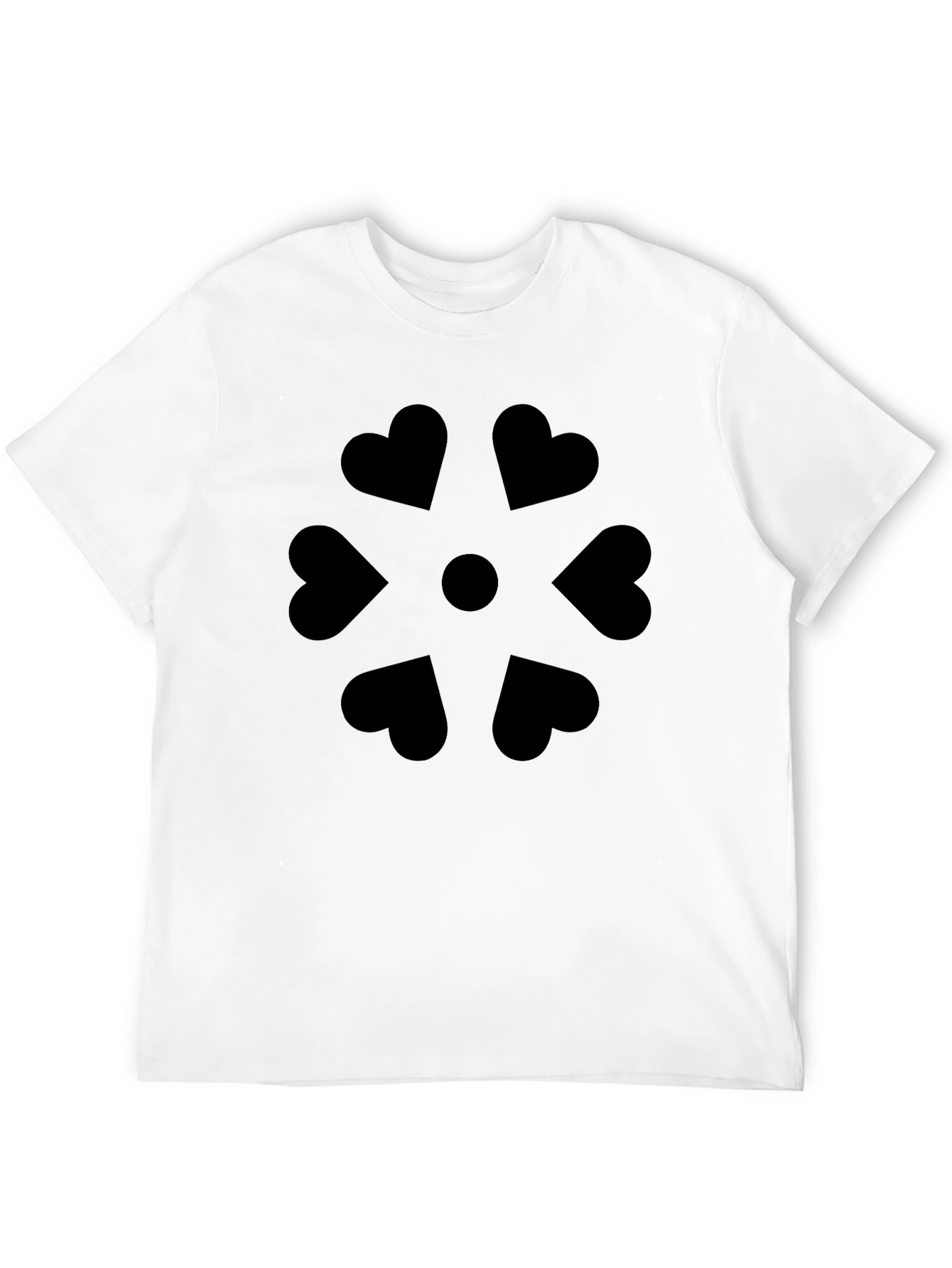Heart Petal Graphic Black T-Shirt