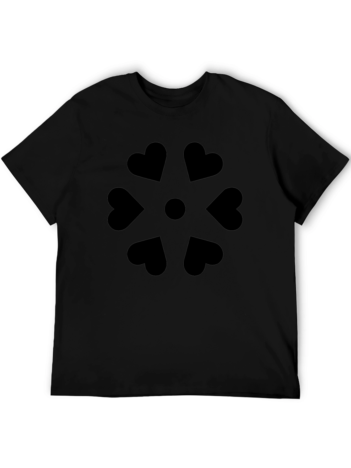 Heart Petal Graphic Black T-Shirt